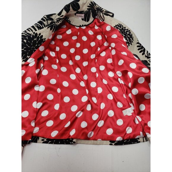 3 Sister Velvet Jacket White/Black Floral W/ Red & White Polka Dot Lining Size L - Picture 10 of 16